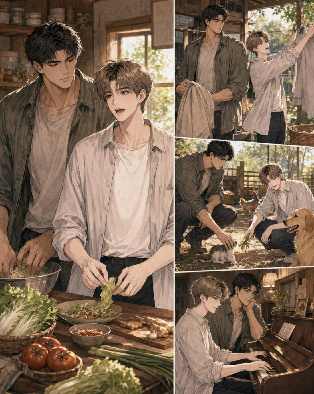 Shen Yao and Jiang He at the farm